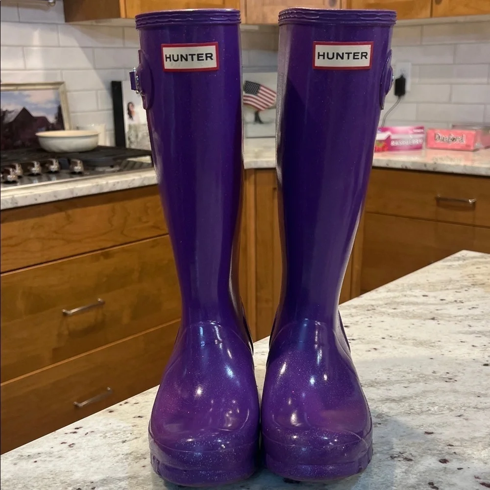 Hunter Glossy Sparkle Violet Boots